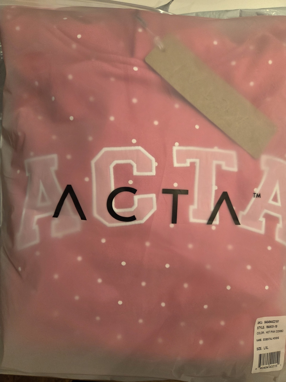 ACTA Pink Polka Dot Valentine Hooded Sweatshirt L/XL - Picture 4 of 5